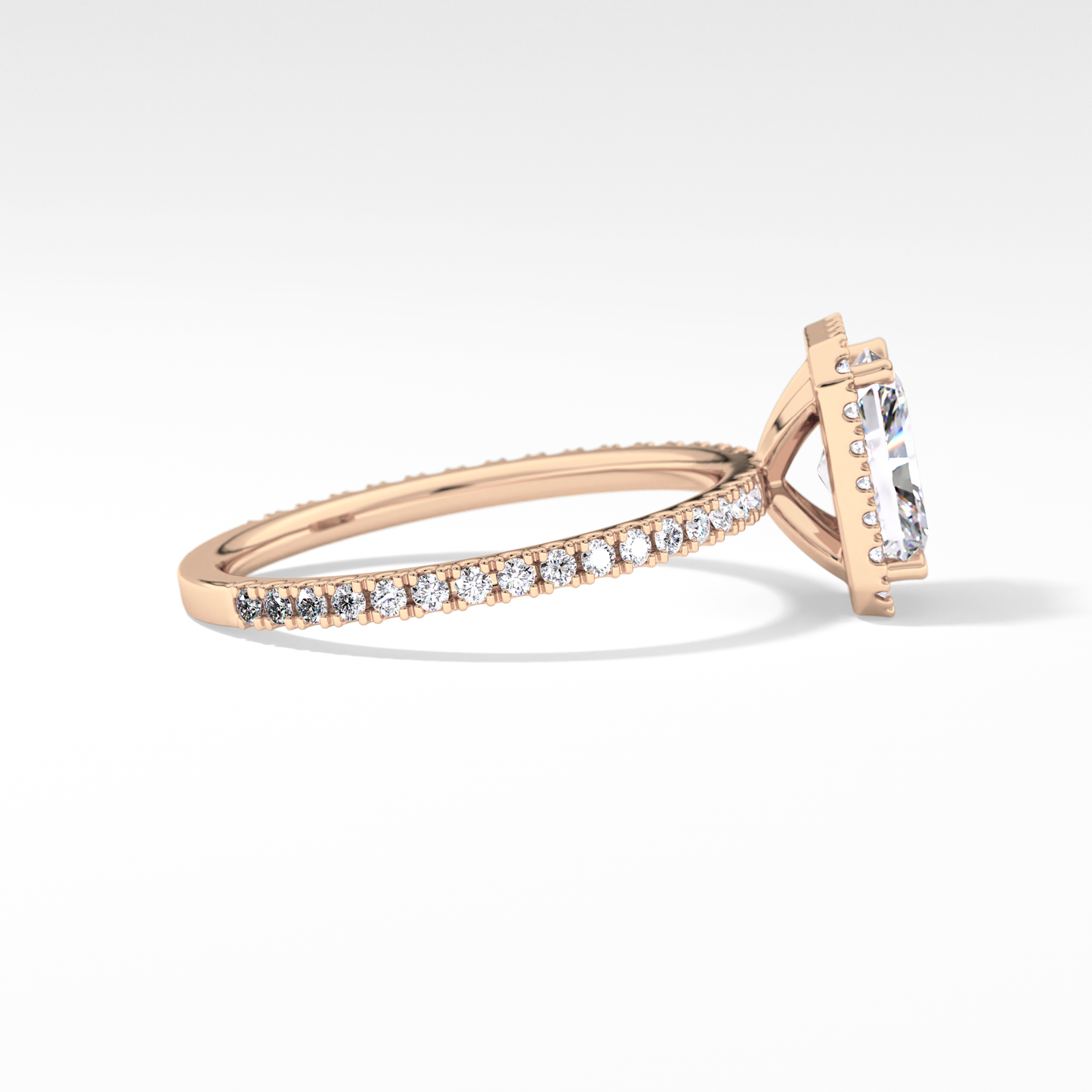 Radiant Halo &  Pave Lab Grown Diamond Engagement Ring