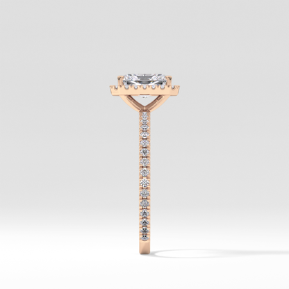 Radiant Halo &  Pave Lab Grown Diamond Engagement Ring