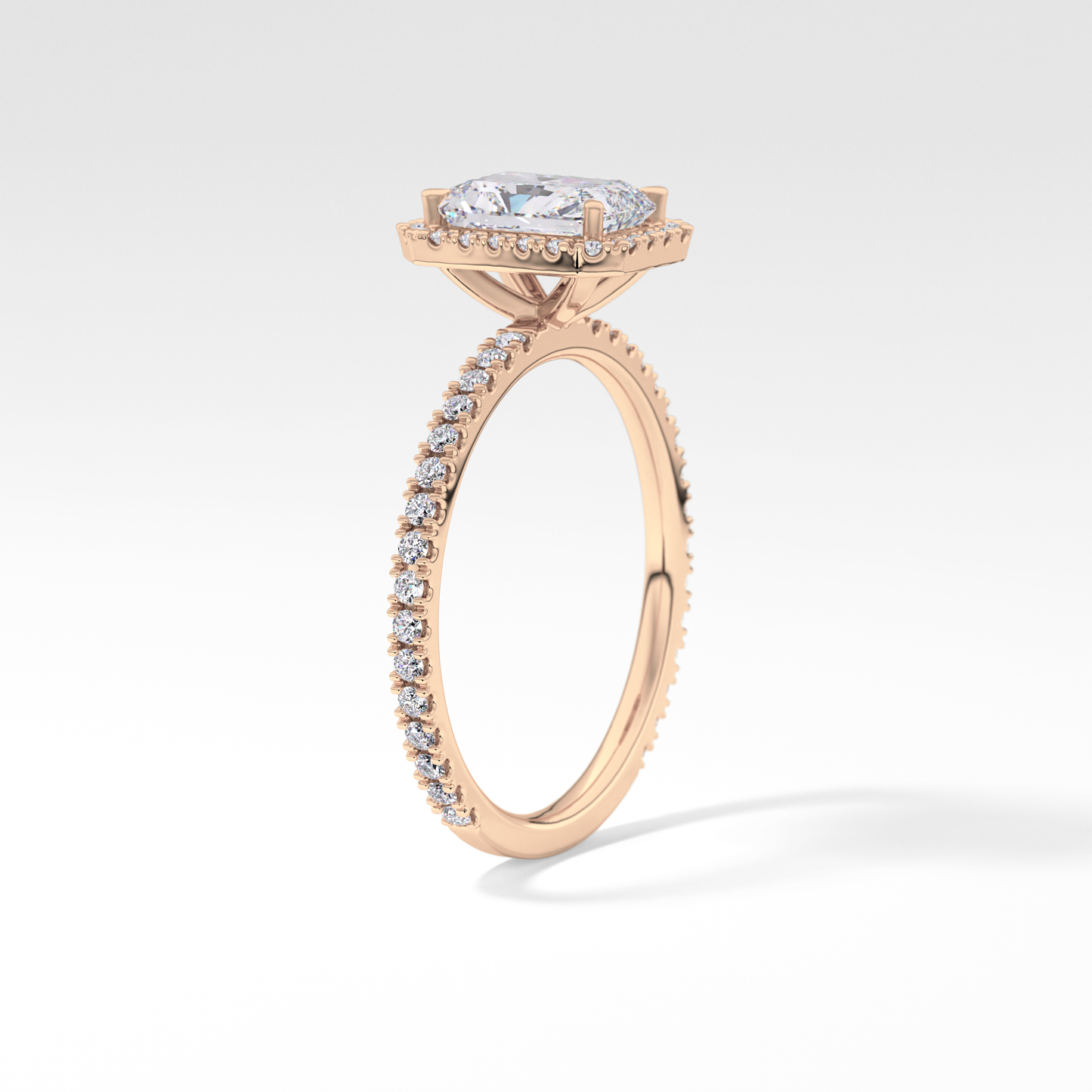 Radiant Halo &  Pave Lab Grown Diamond Engagement Ring