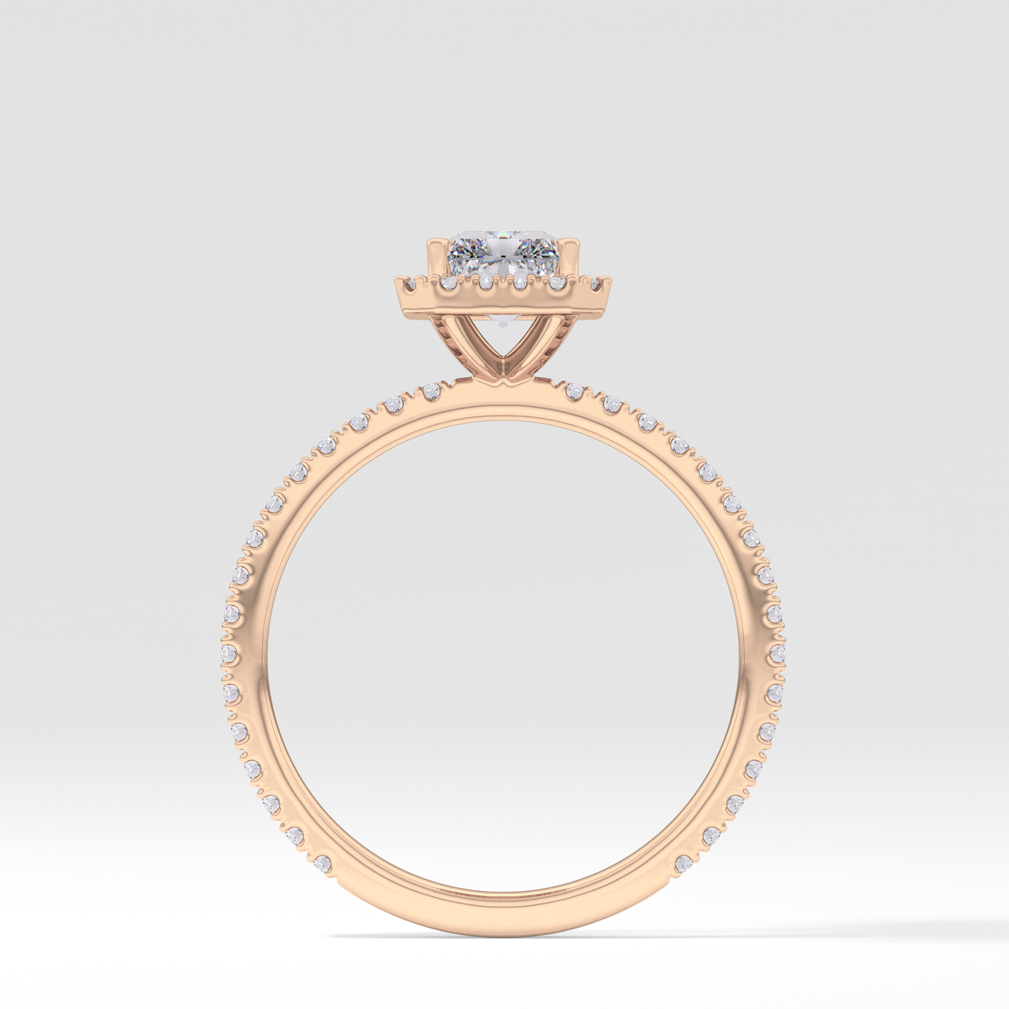 Radiant Halo &  Pave Lab Grown Diamond Engagement Ring