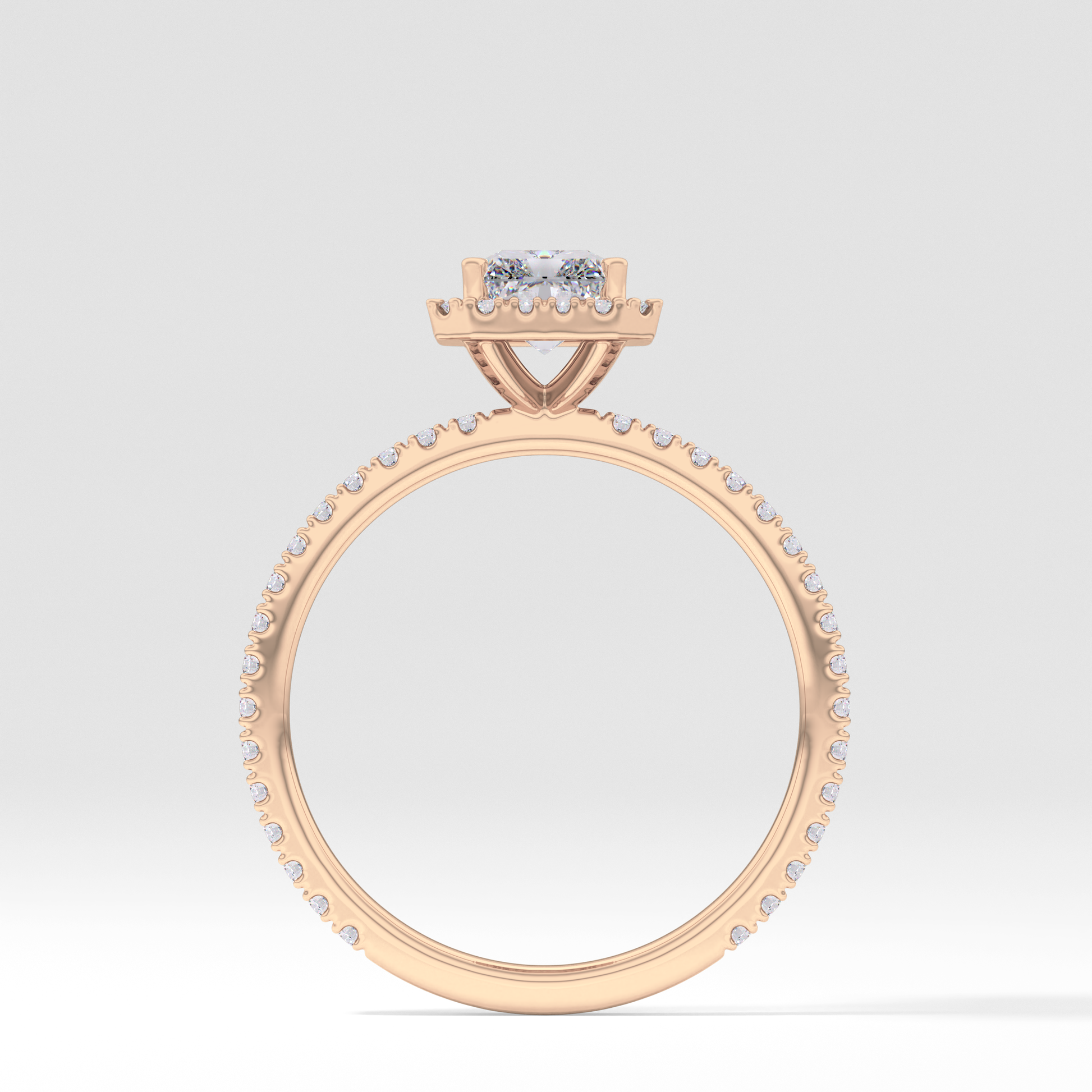 Radiant Halo &  Pave Lab Grown Diamond Engagement Ring