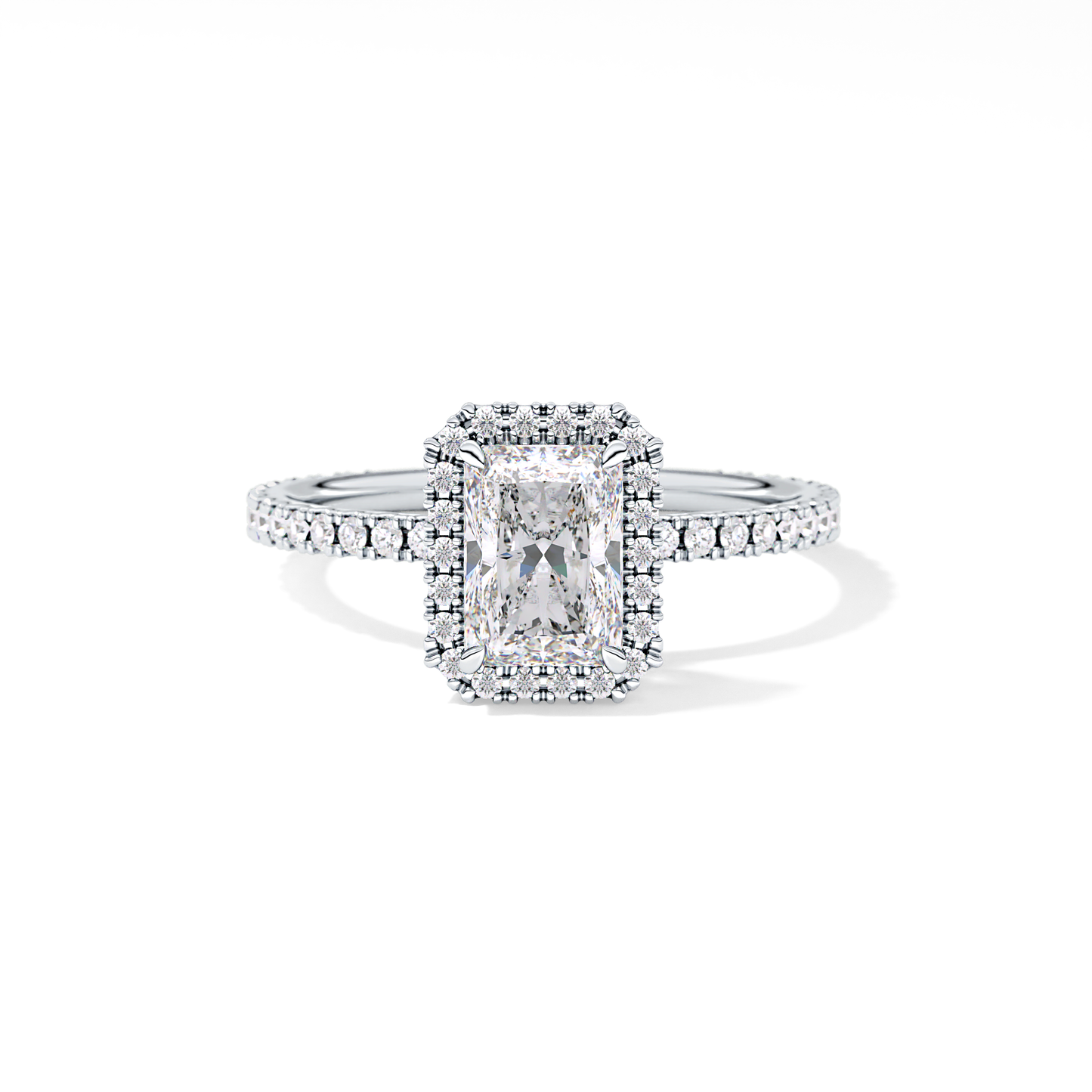 Radiant Halo &  Pave Lab Grown Diamond Engagement Ring