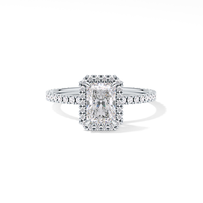 Radiant Halo &  Pave Lab Grown Diamond Engagement Ring