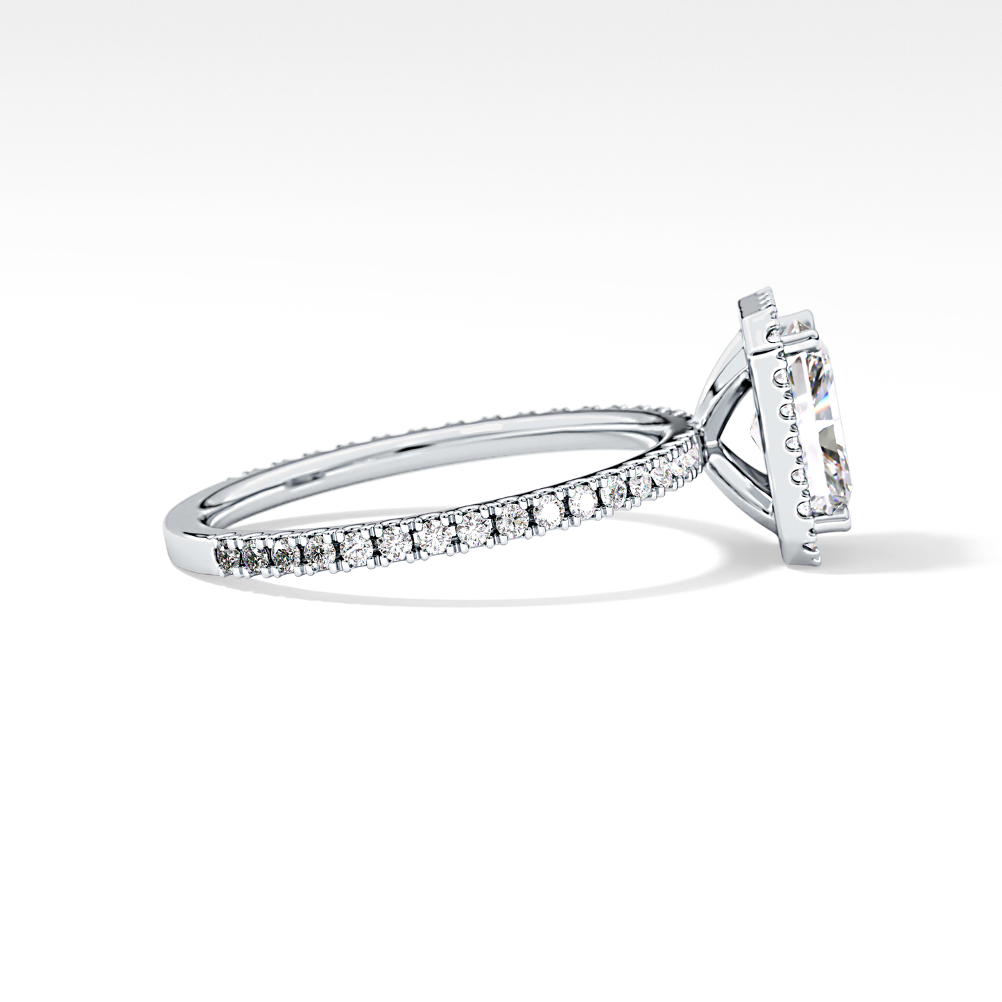 Radiant Halo &  Pave Lab Grown Diamond Engagement Ring