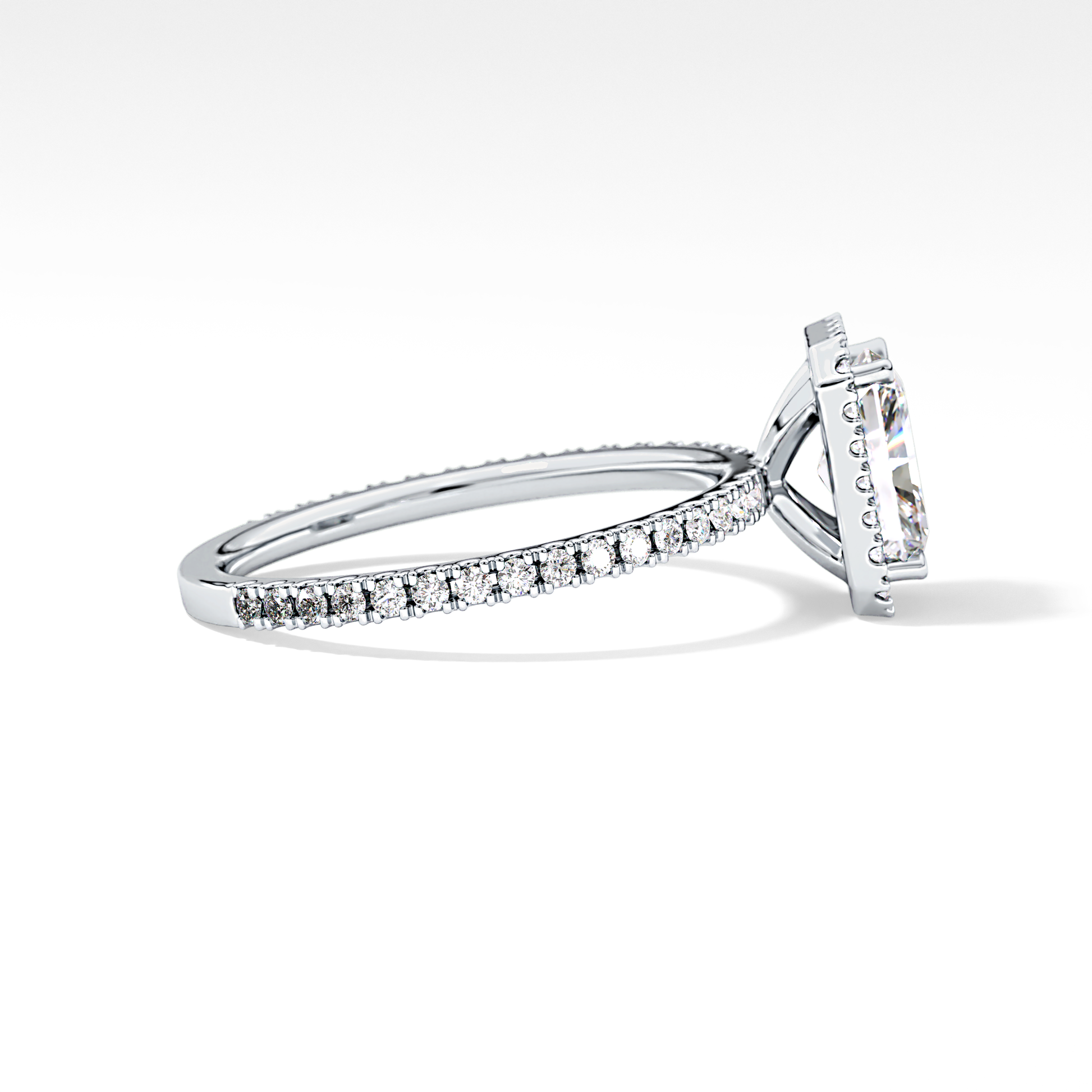 Radiant Halo &  Pave Lab Grown Diamond Engagement Ring