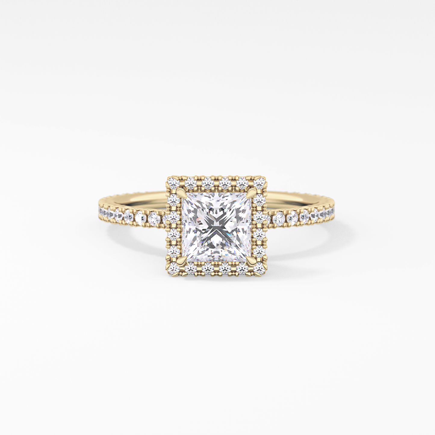 Princess Halo & Pave Lab Grown Diamond Engagement Ring