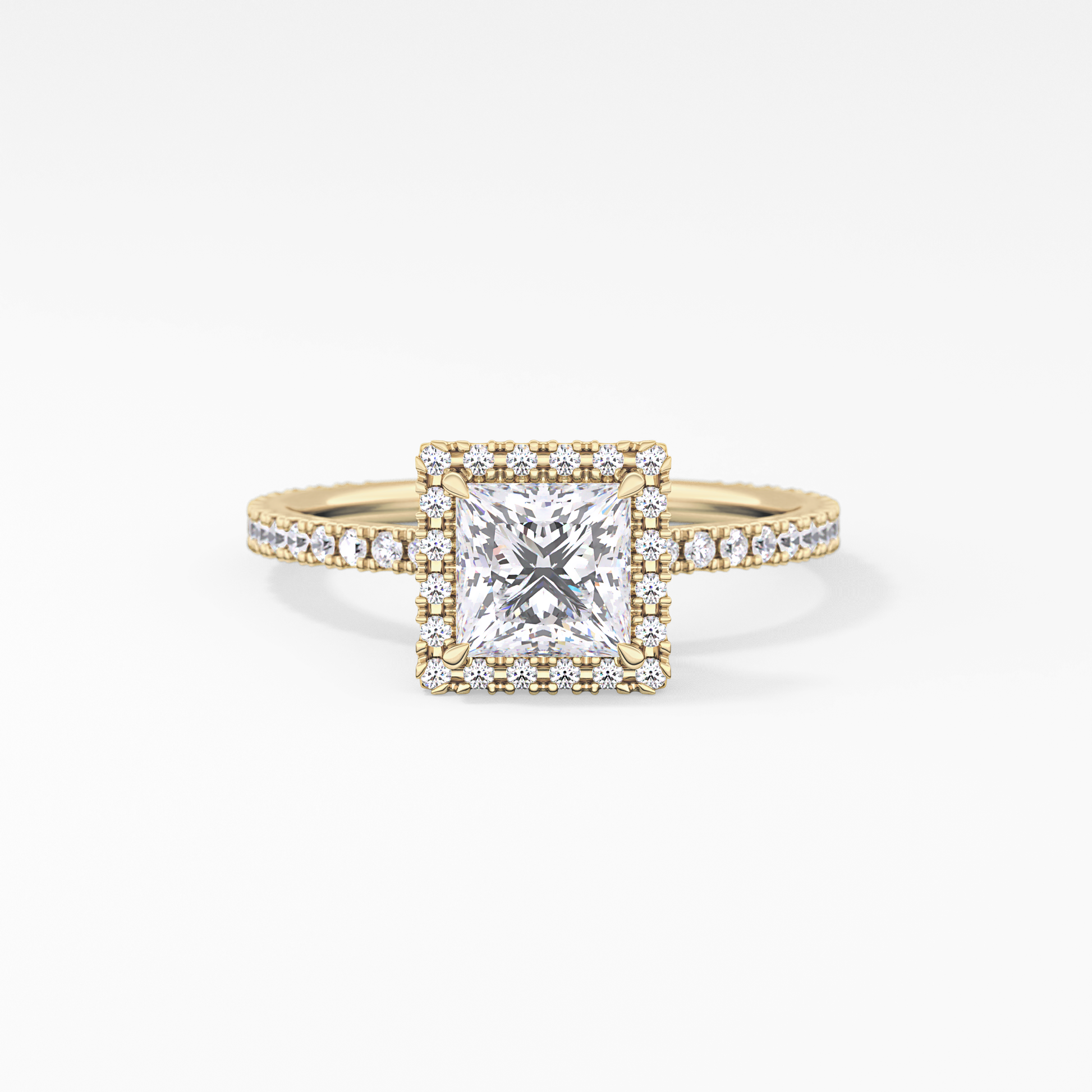 Princess Halo & Pave Lab Grown Diamond Engagement Ring