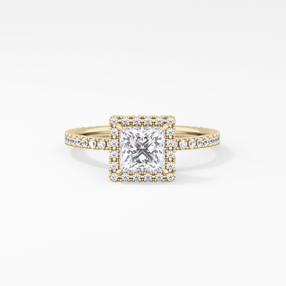Princess Halo & Pave Lab Grown Diamond Engagement Ring