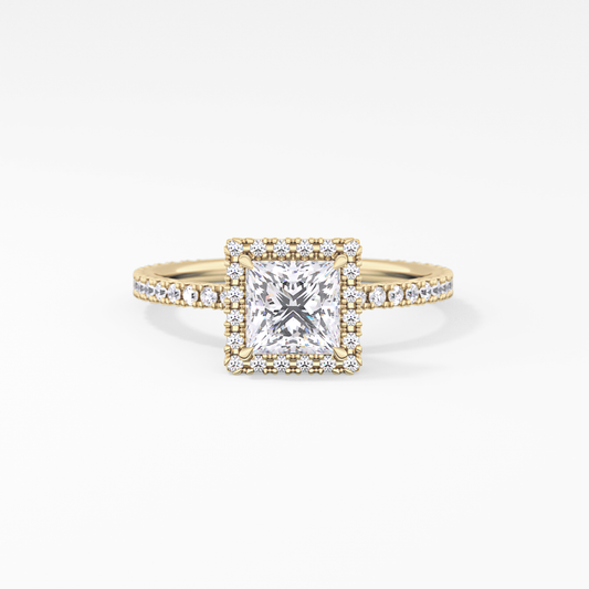 Princess Halo & Pave Lab Grown Diamond Engagement Ring