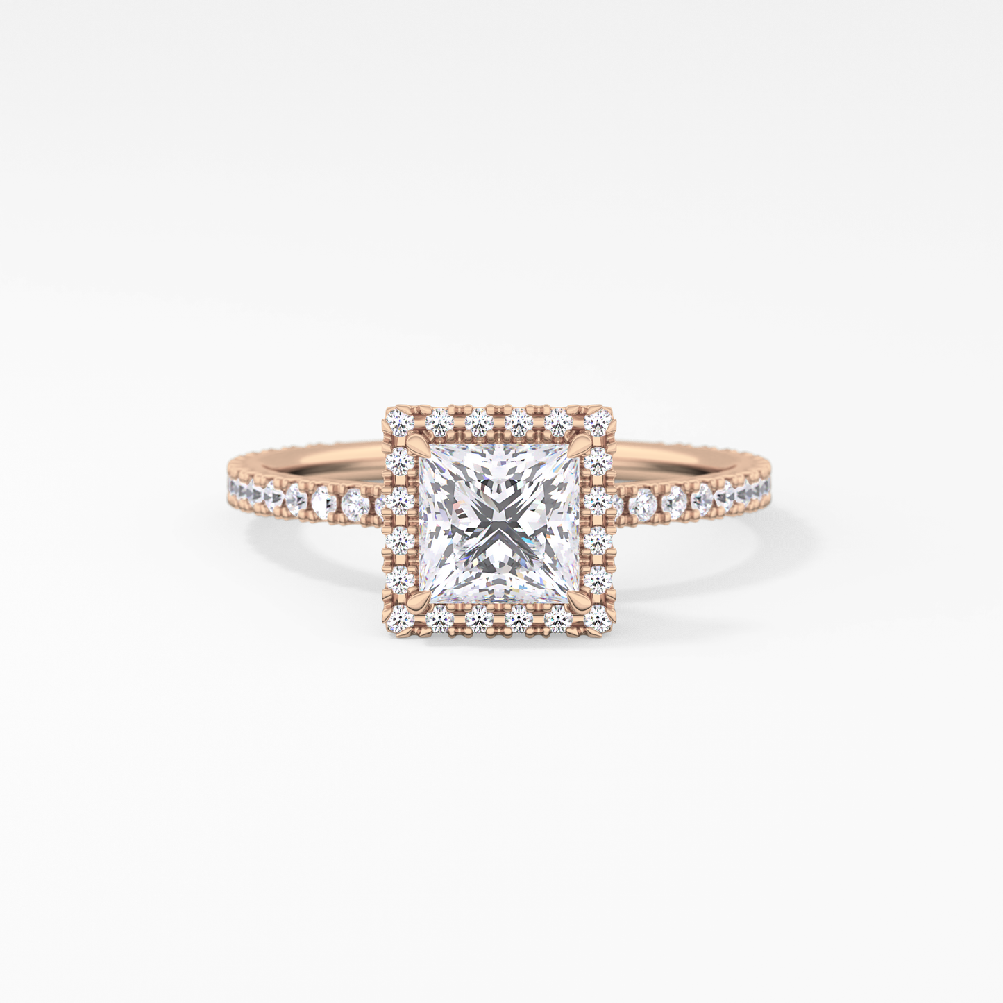 Princess Halo & Pave Lab Grown Diamond Engagement Ring