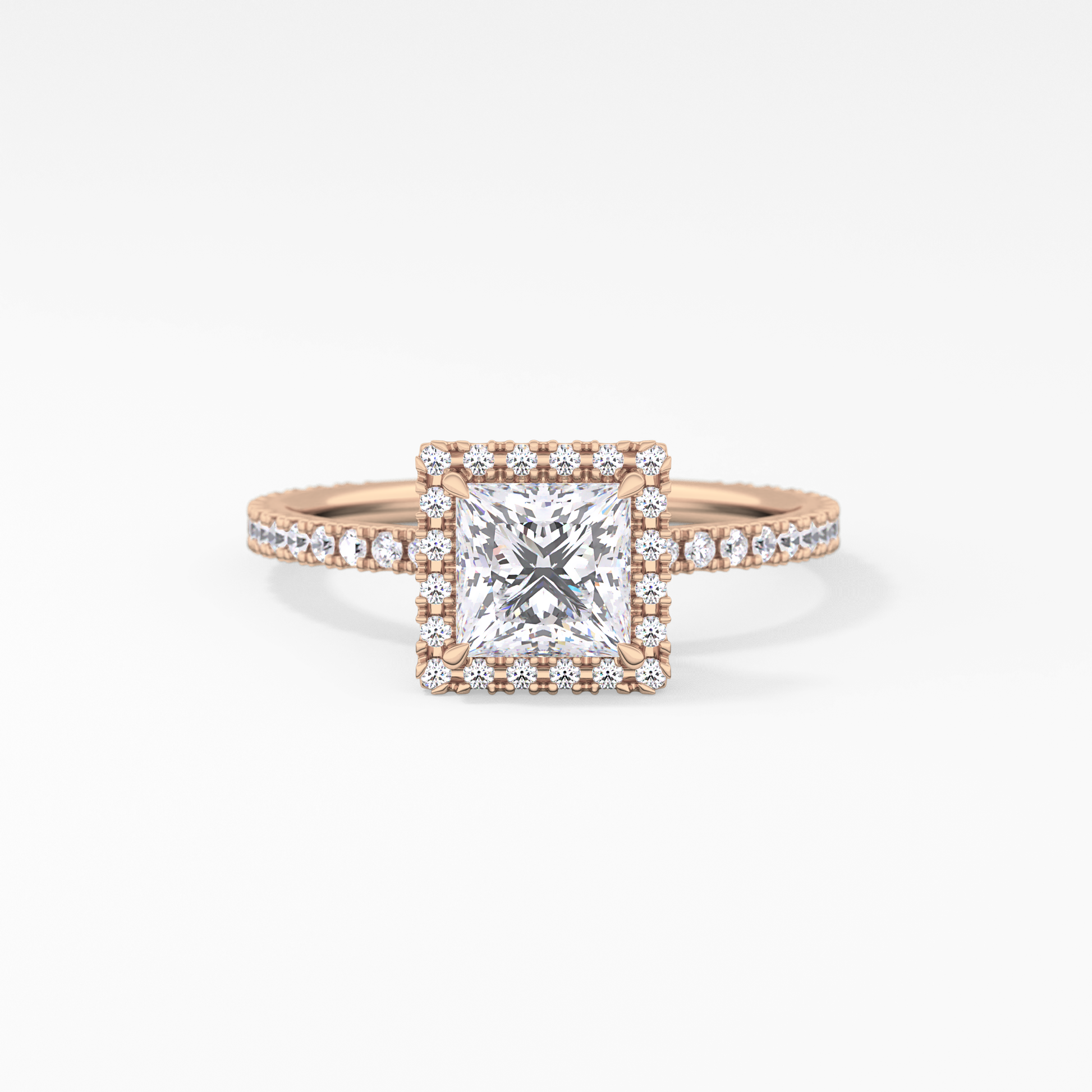 Princess Halo & Pave Lab Grown Diamond Engagement Ring