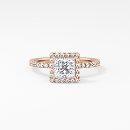 Princess Halo & Pave Lab Grown Diamond Engagement Ring