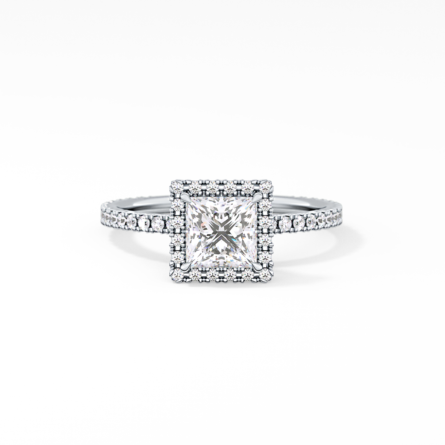 Princess Halo & Pave Lab Grown Diamond Engagement Ring