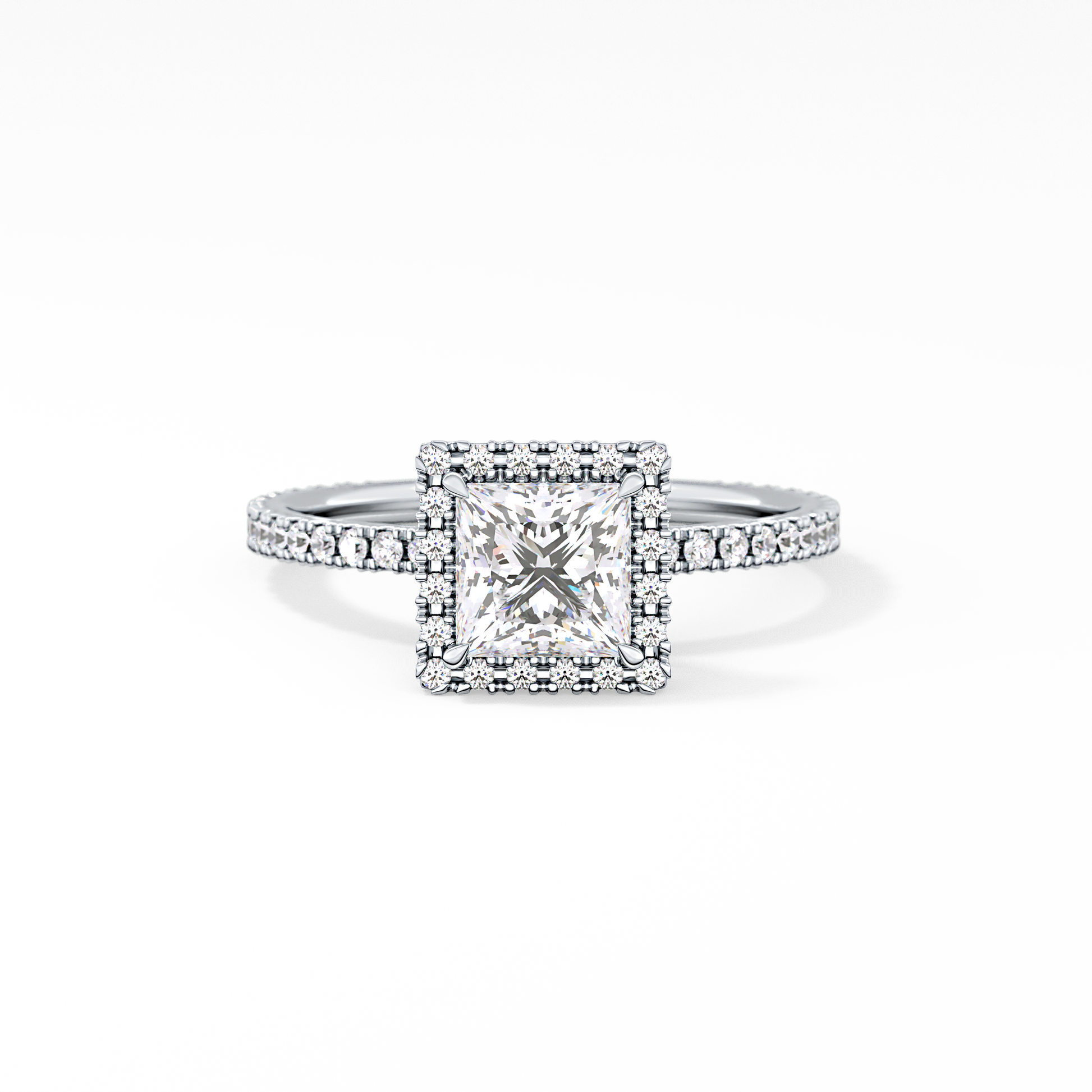 Princess Halo & Pave Lab Grown Diamond Engagement Ring