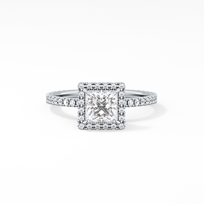 Princess Halo & Pave Lab Grown Diamond Engagement Ring