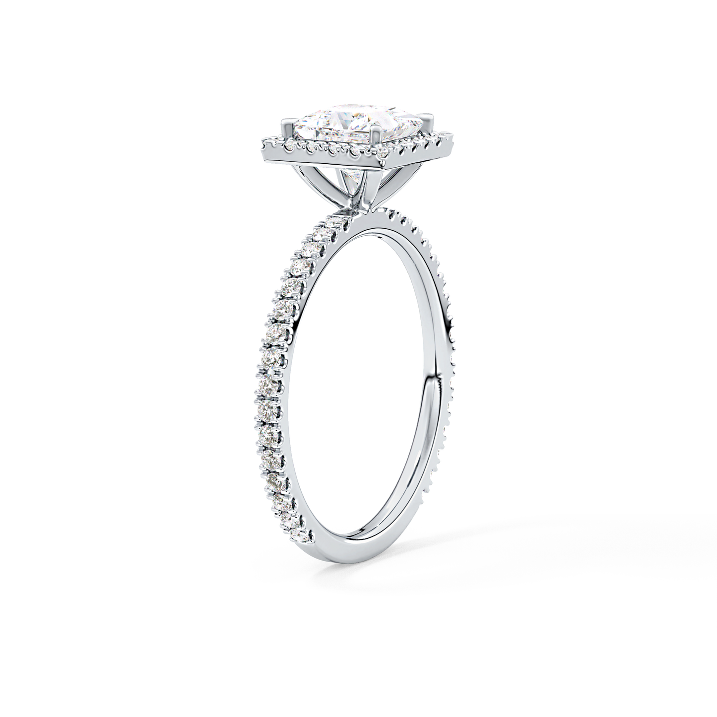 Princess Halo & Pave Lab Grown Diamond Engagement Ring