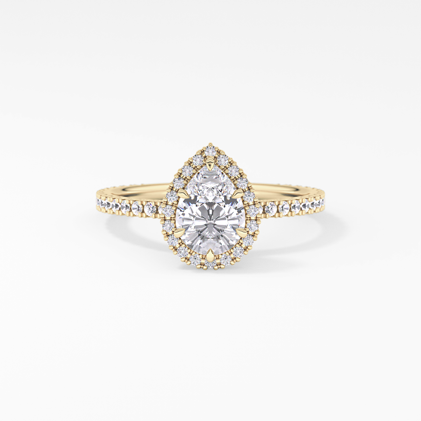Pear Halo & Pave Lab Grown Diamond Engagement Ring