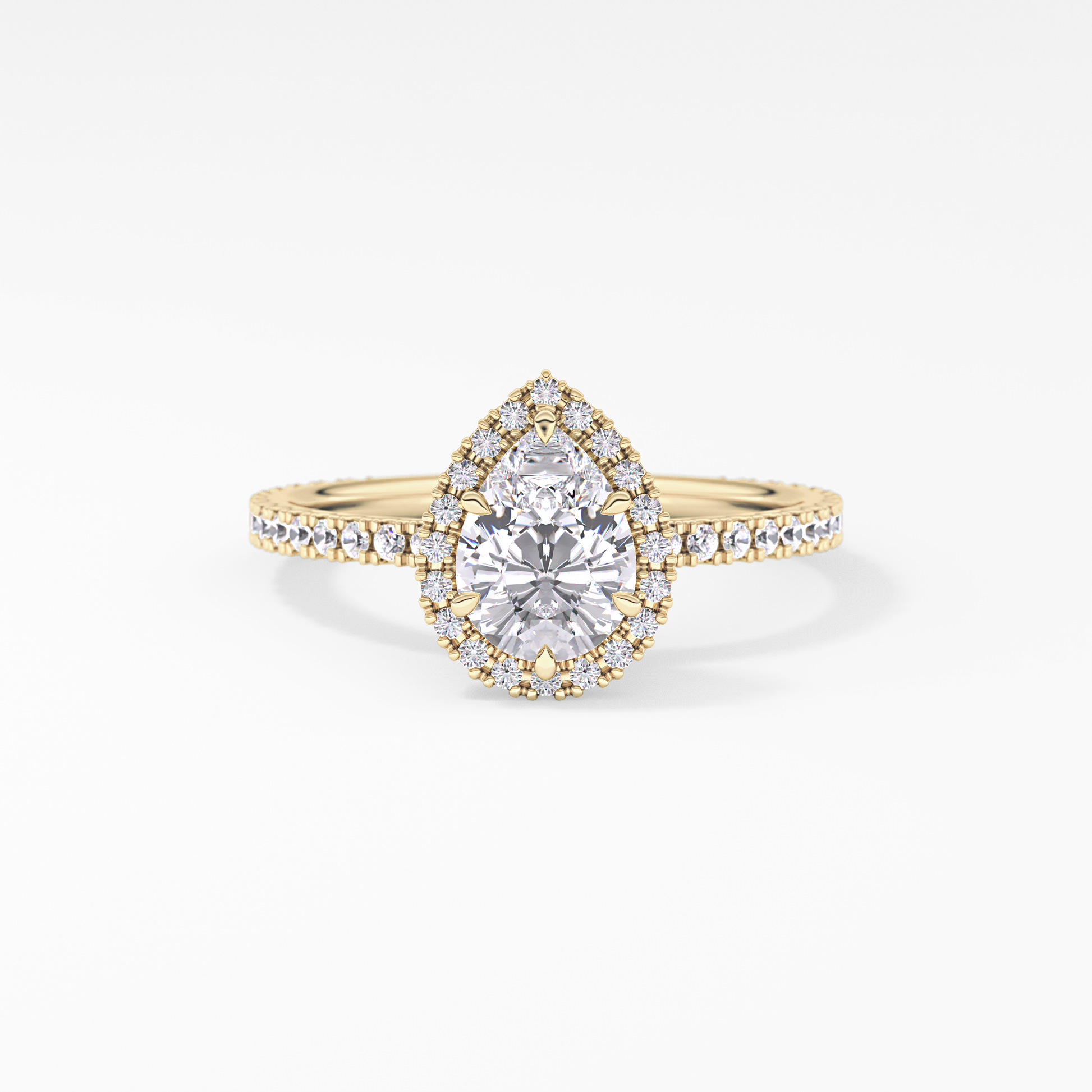 Pear Halo & Pave Lab Grown Diamond Engagement Ring
