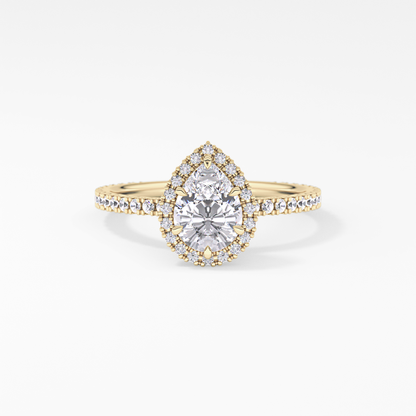 Pear Halo & Pave Lab Grown Diamond Engagement Ring