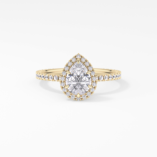 Pear Halo & Pave Lab Grown Diamond Engagement Ring