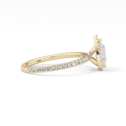 Pear Halo & Pave Lab Grown Diamond Engagement Ring