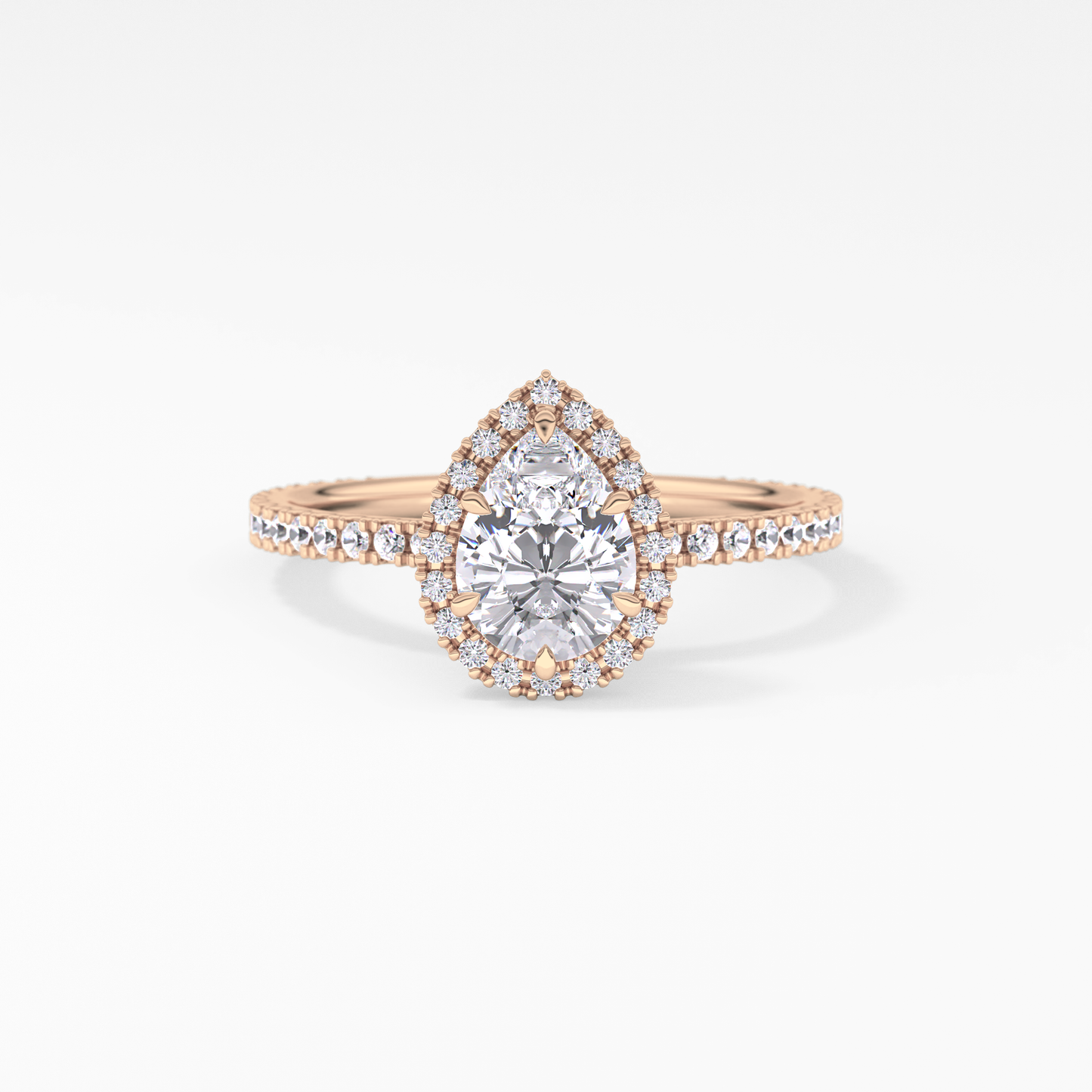 Pear Halo & Pave Lab Grown Diamond Engagement Ring