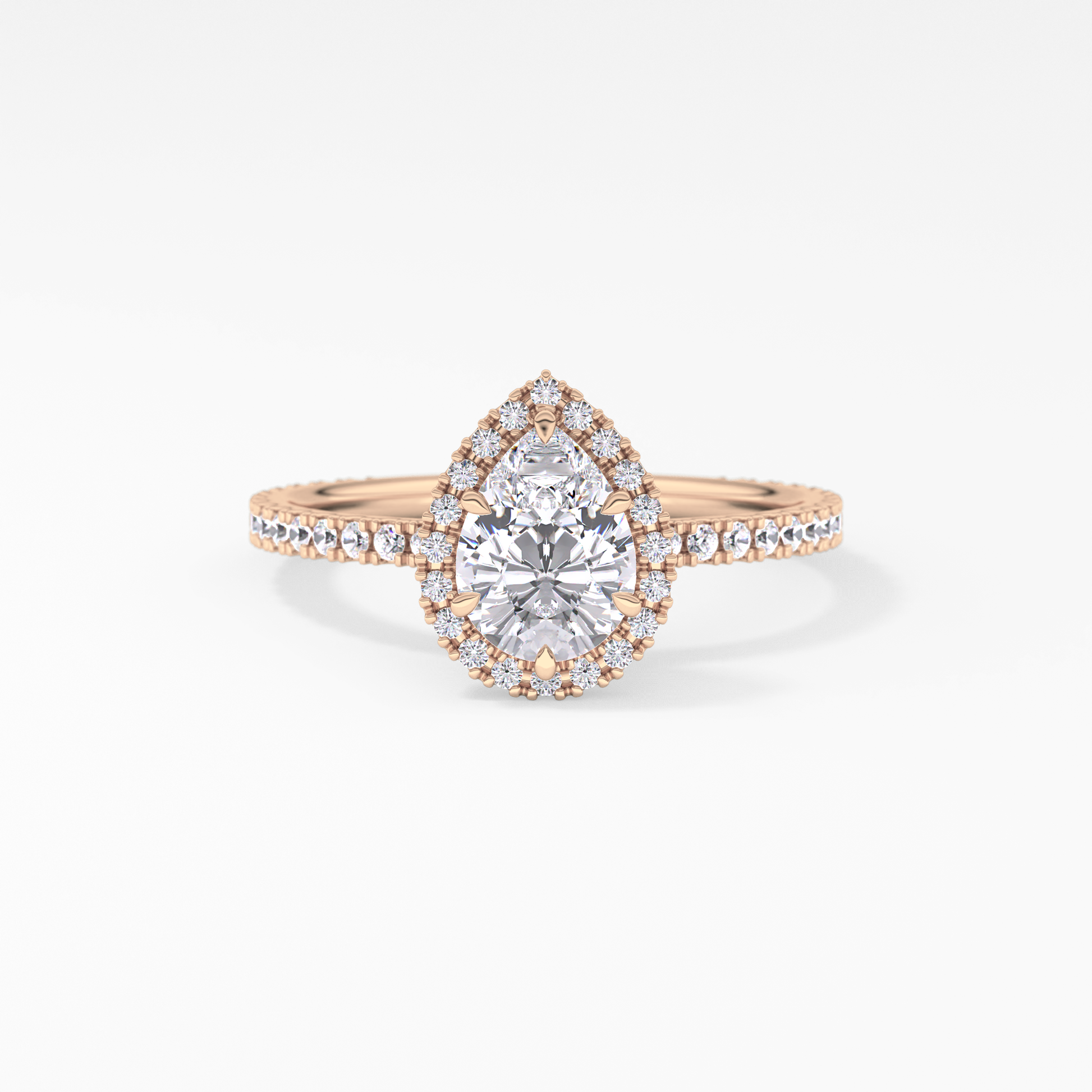 Pear Halo & Pave Lab Grown Diamond Engagement Ring