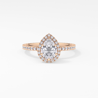 Pear Halo & Pave Lab Grown Diamond Engagement Ring