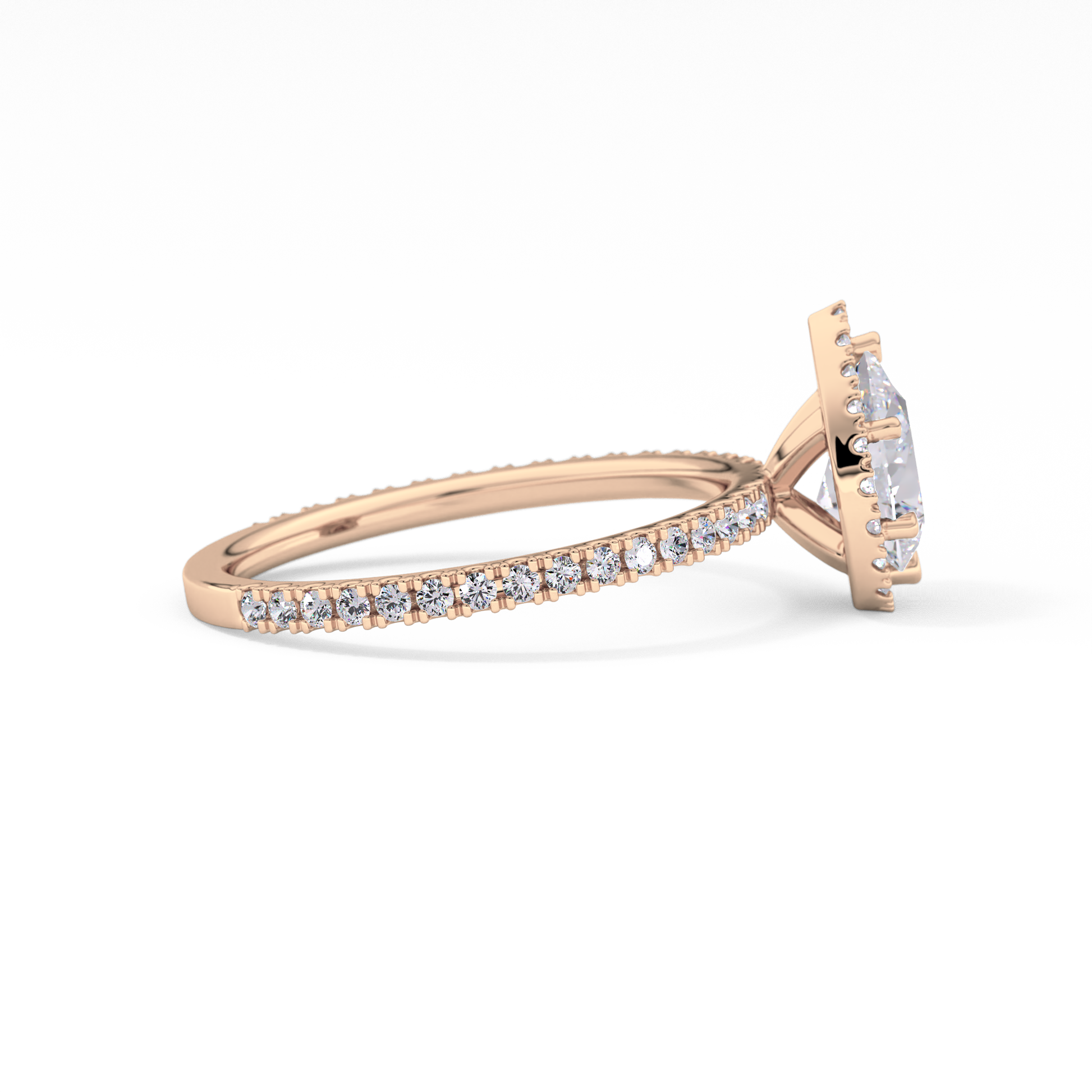Pear Halo & Pave Lab Grown Diamond Engagement Ring