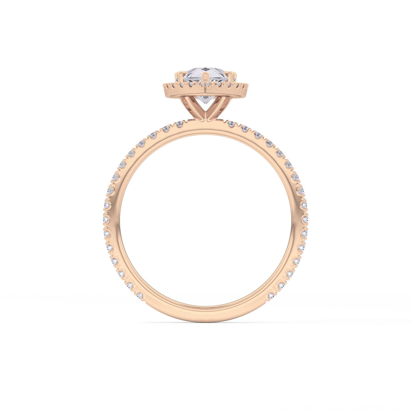 Pear Halo & Pave Lab Grown Diamond Engagement Ring