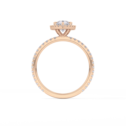 Pear Halo & Pave Lab Grown Diamond Engagement Ring