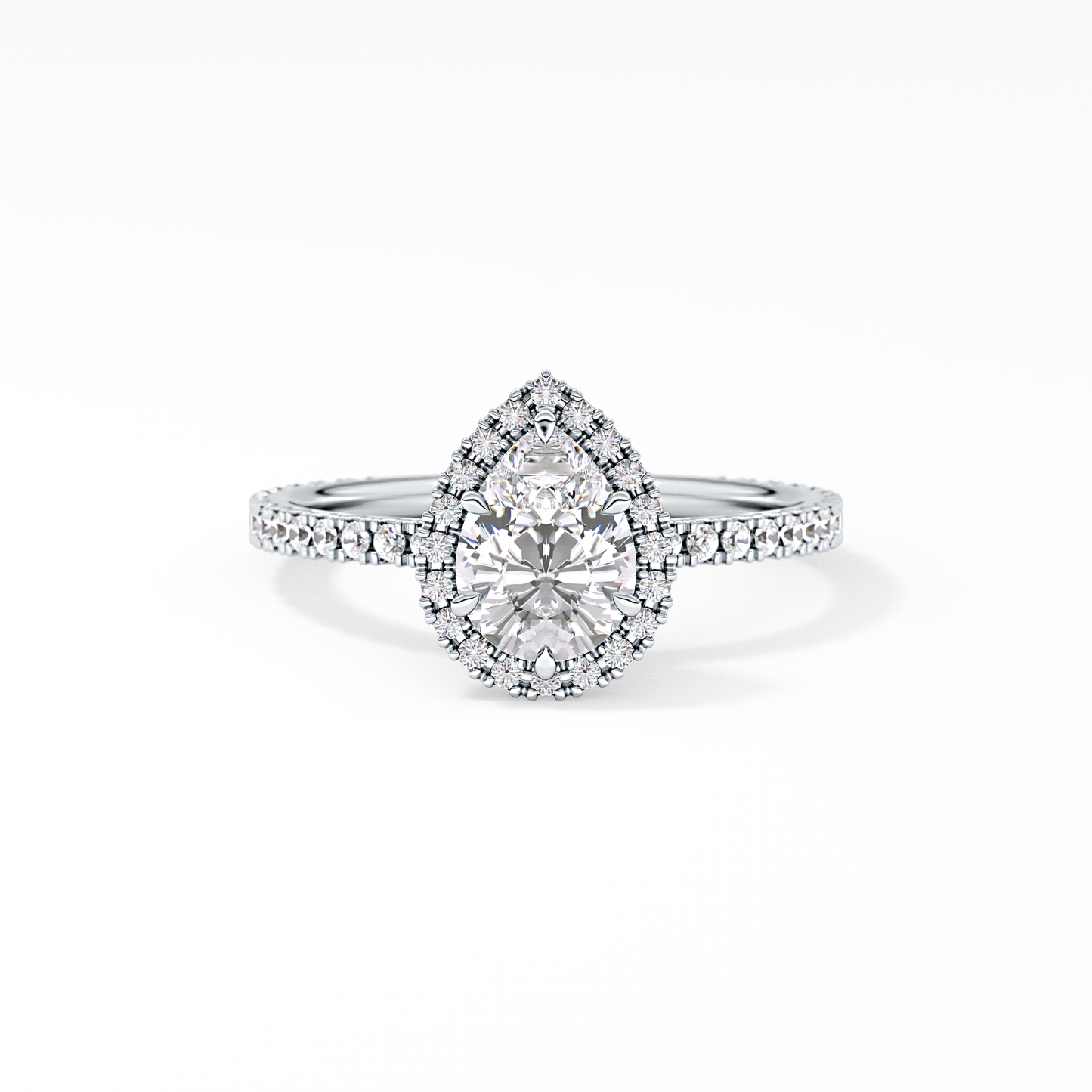 Pear Halo & Pave Lab Grown Diamond Engagement Ring