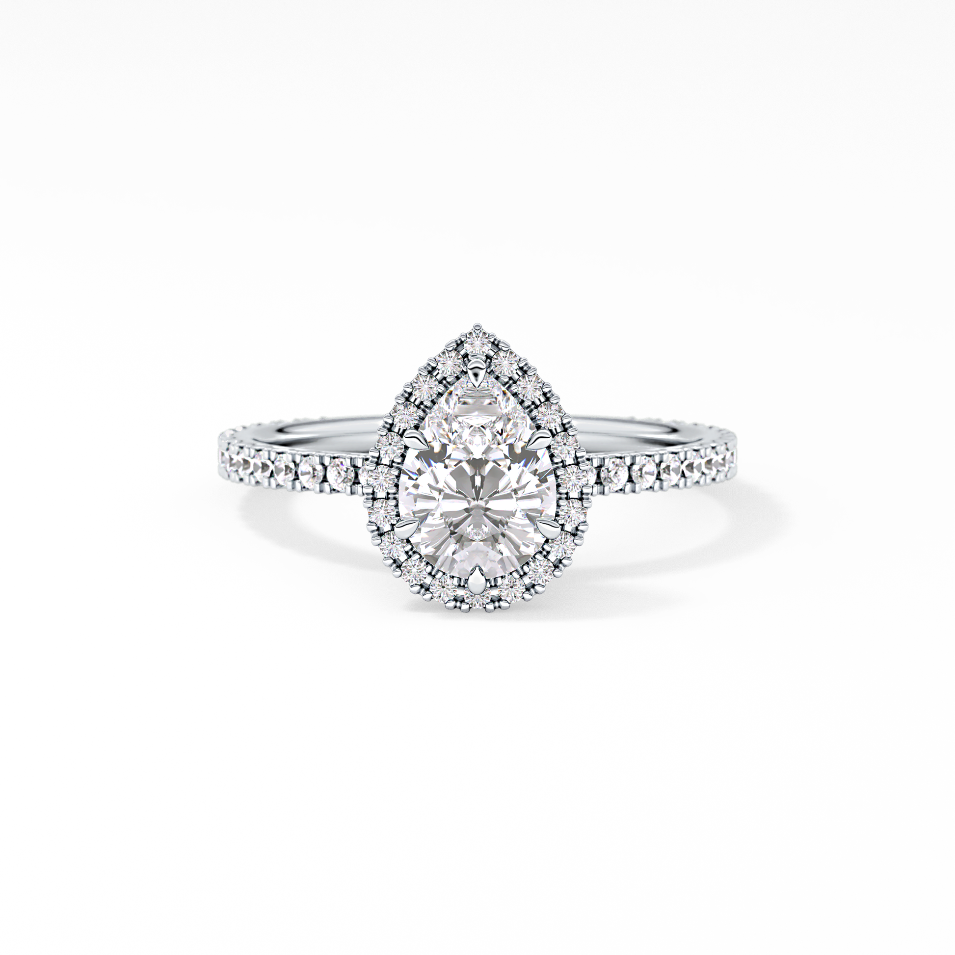 Pear Halo & Pave Lab Grown Diamond Engagement Ring