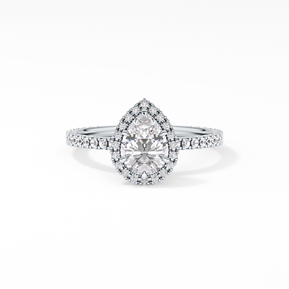 Pear Halo & Pave Lab Grown Diamond Engagement Ring