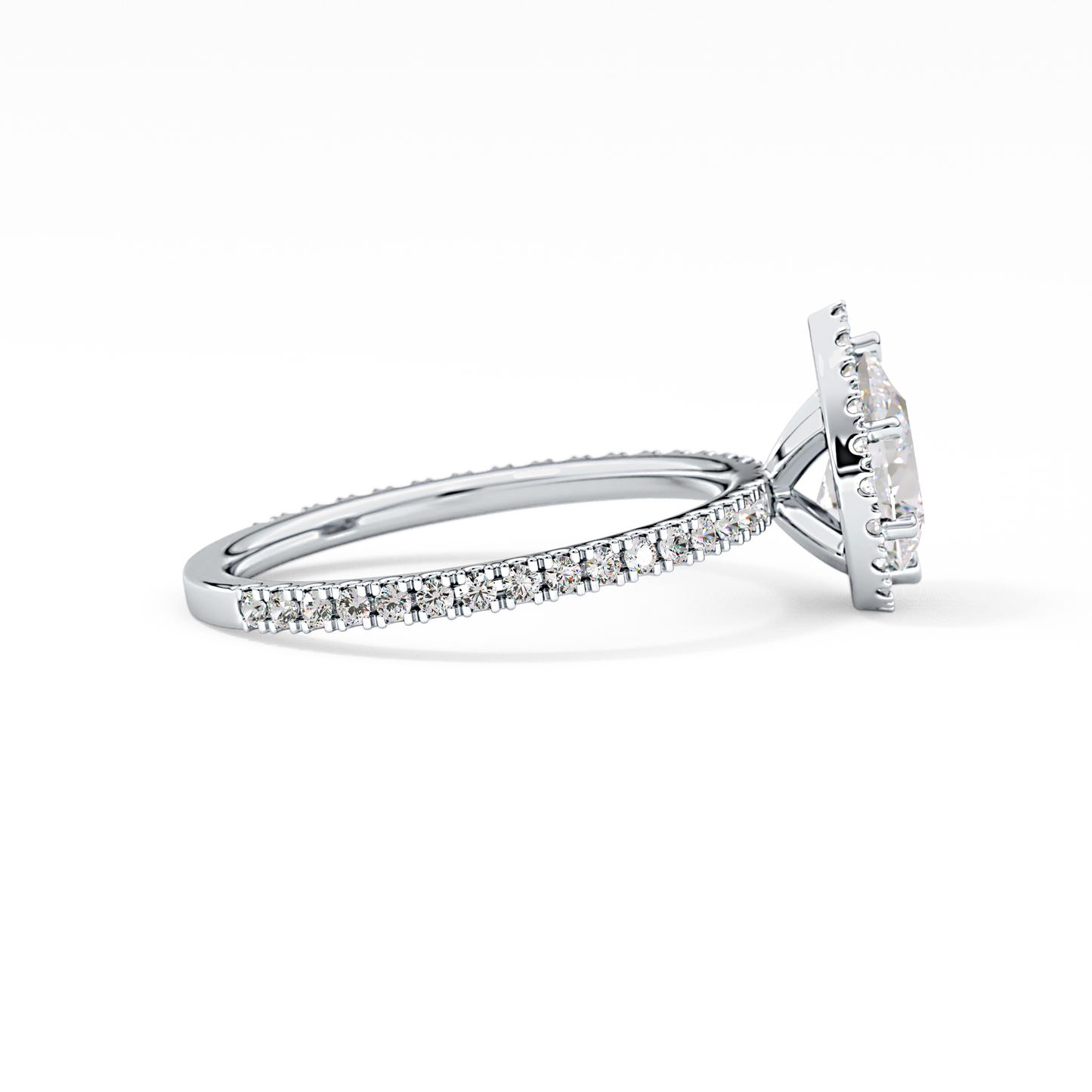 Pear Halo & Pave Lab Grown Diamond Engagement Ring