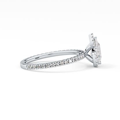 Pear Halo & Pave Lab Grown Diamond Engagement Ring