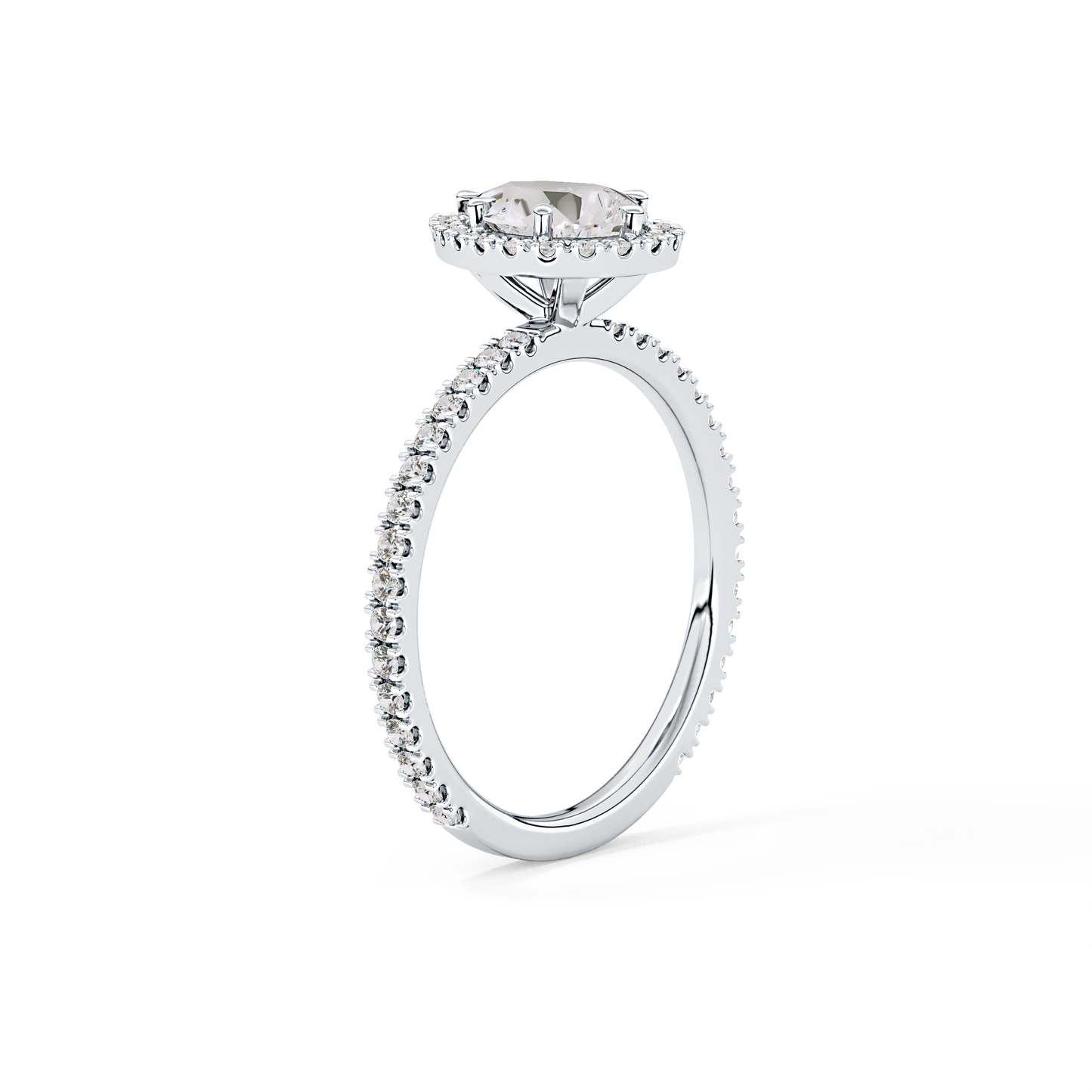 Pear Halo & Pave Lab Grown Diamond Engagement Ring