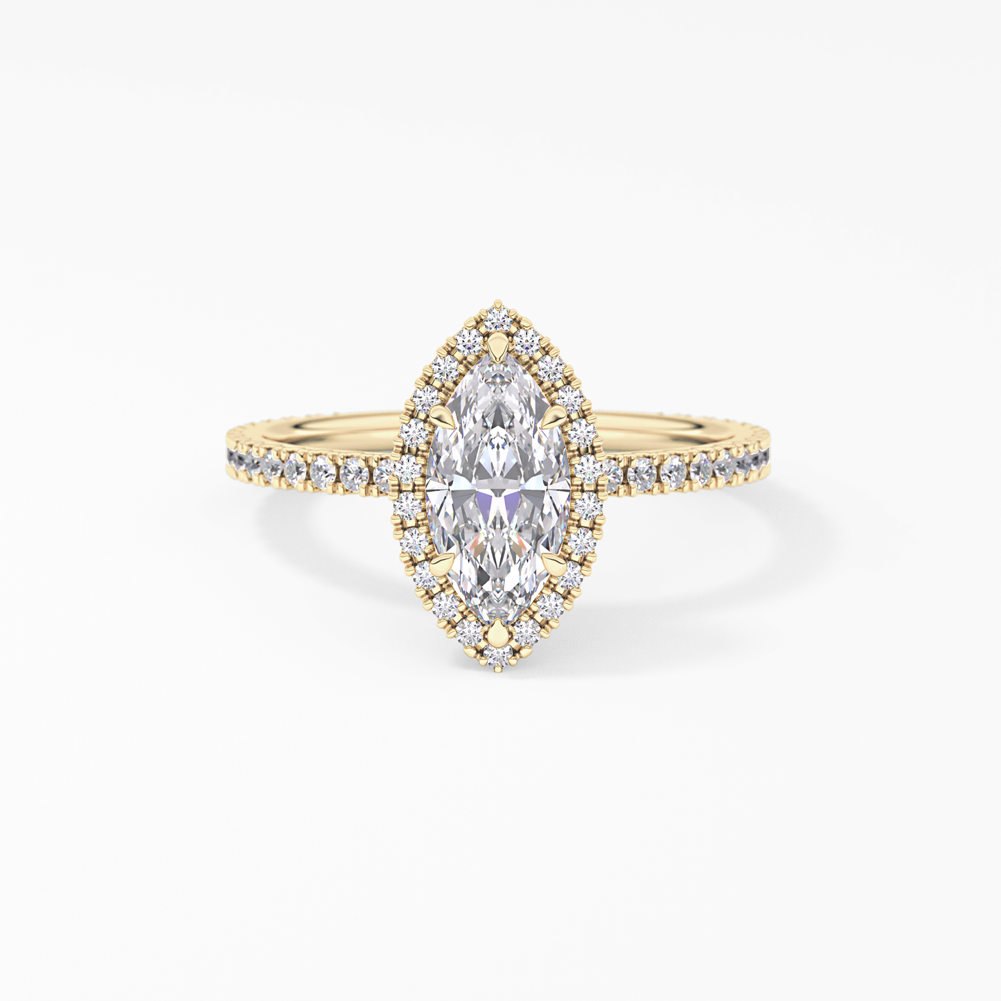 Marquise Halo & Pave Lab Grown Diamond Engagement Ring