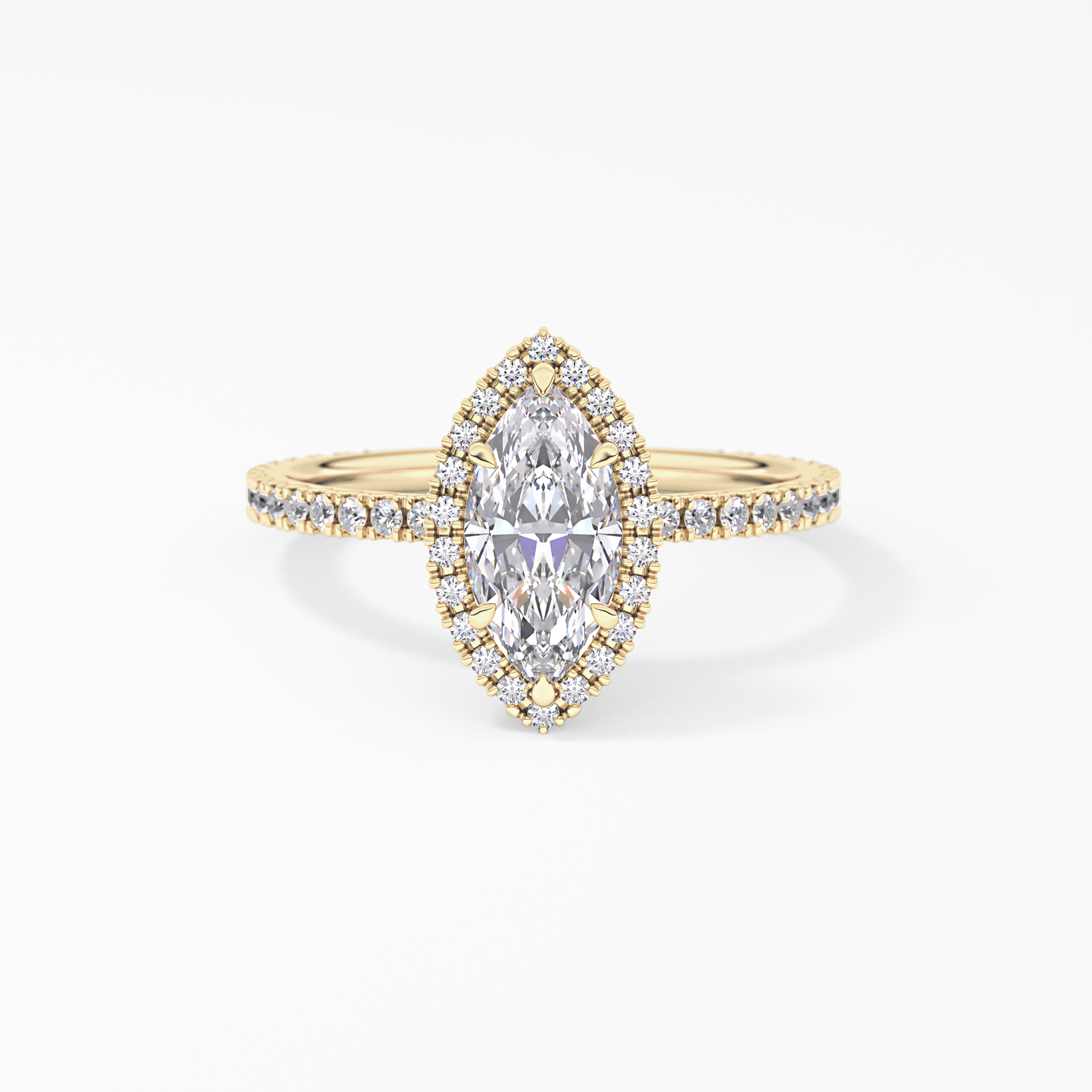Marquise Halo & Pave Lab Grown Diamond Engagement Ring