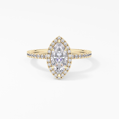 Marquise Halo & Pave Lab Grown Diamond Engagement Ring