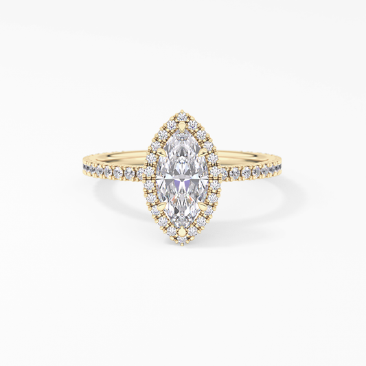 Marquise Halo & Pave Lab Grown Diamond Engagement Ring