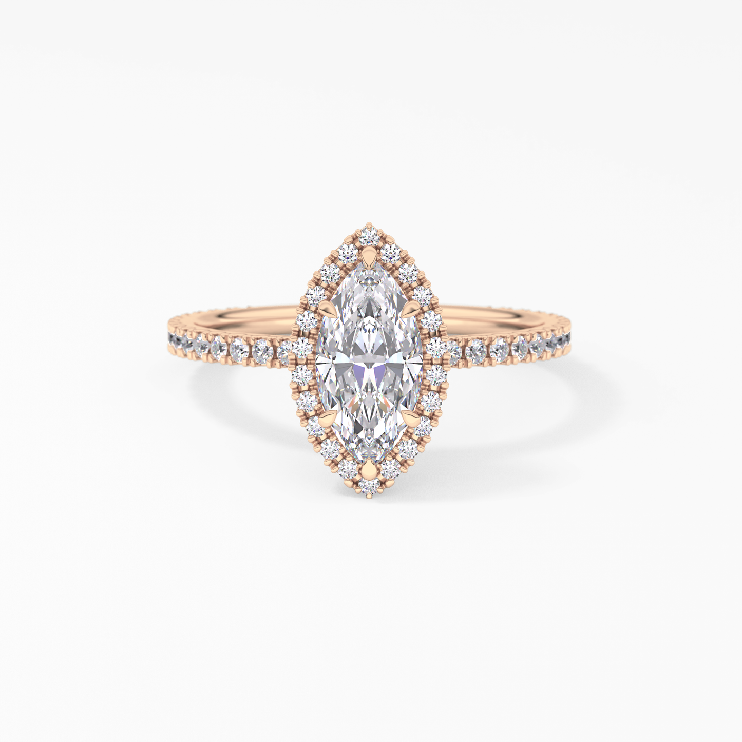 Marquise Halo & Pave Lab Grown Diamond Engagement Ring