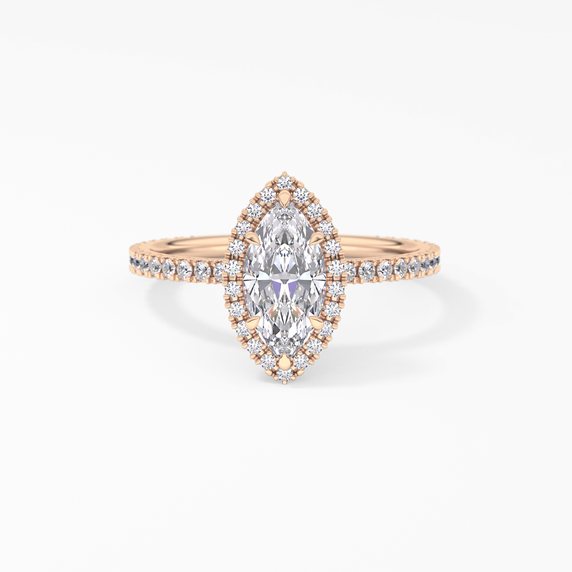 Marquise Halo & Pave Lab Grown Diamond Engagement Ring