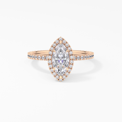 Marquise Halo & Pave Lab Grown Diamond Engagement Ring