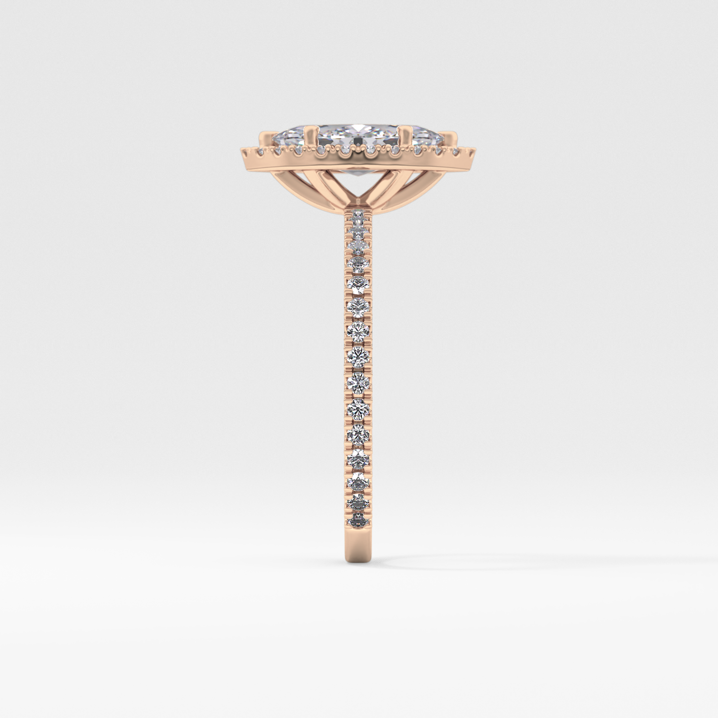 Marquise Halo & Pave Lab Grown Diamond Engagement Ring