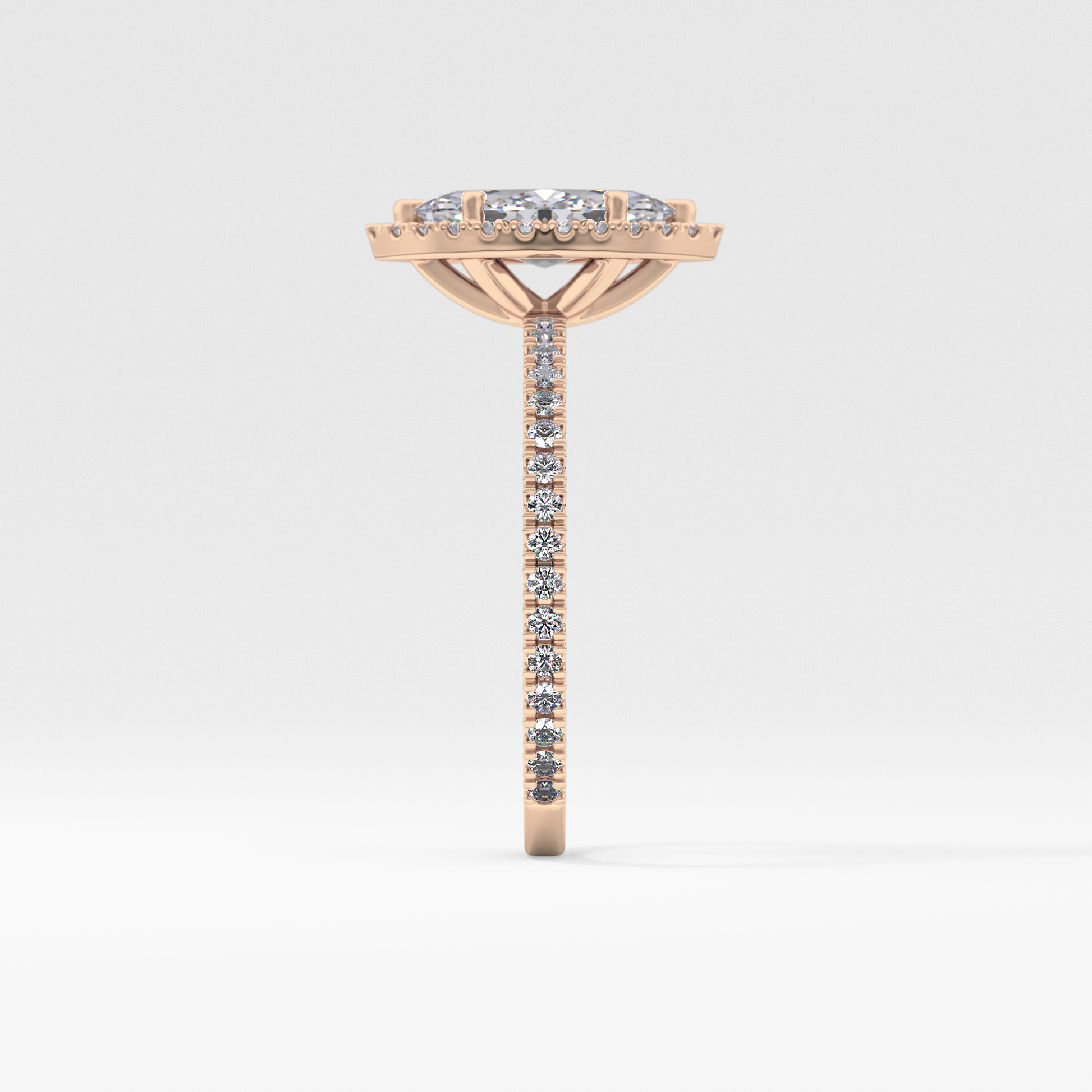 Marquise Halo & Pave Lab Grown Diamond Engagement Ring