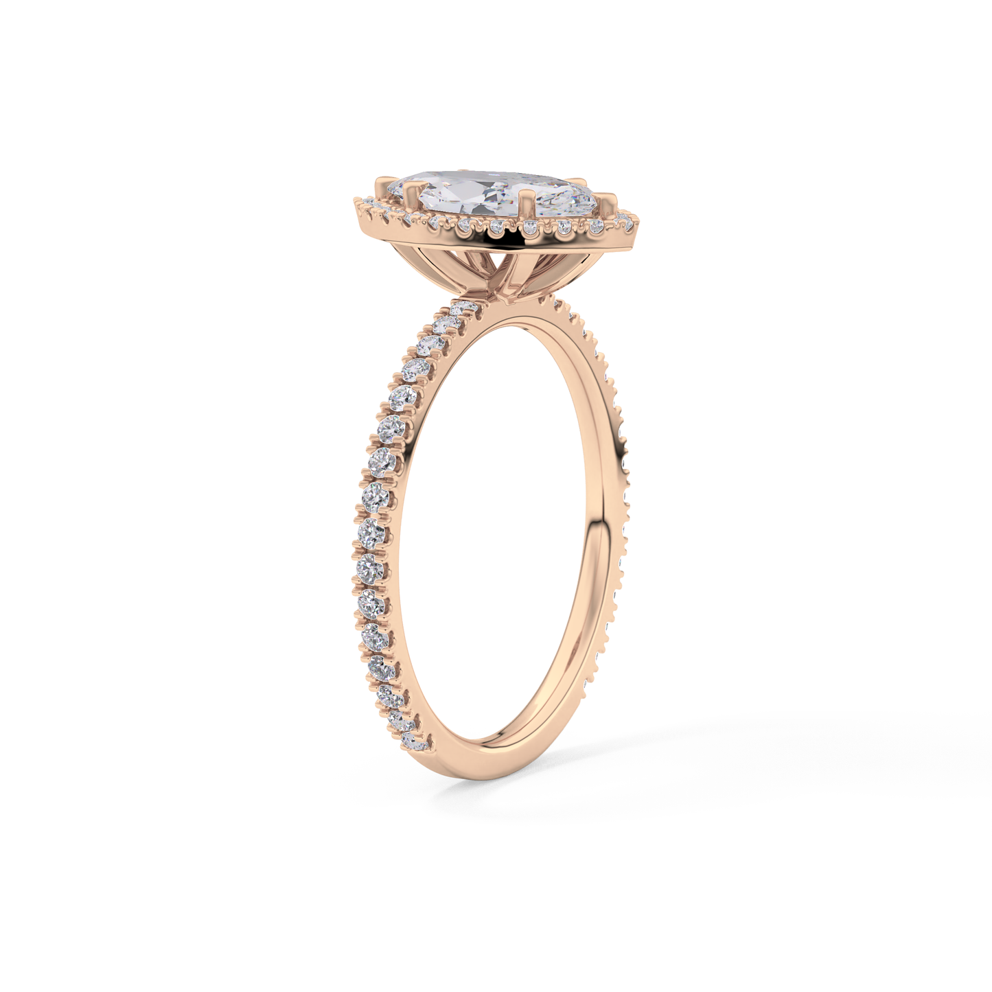 Marquise Halo & Pave Lab Grown Diamond Engagement Ring