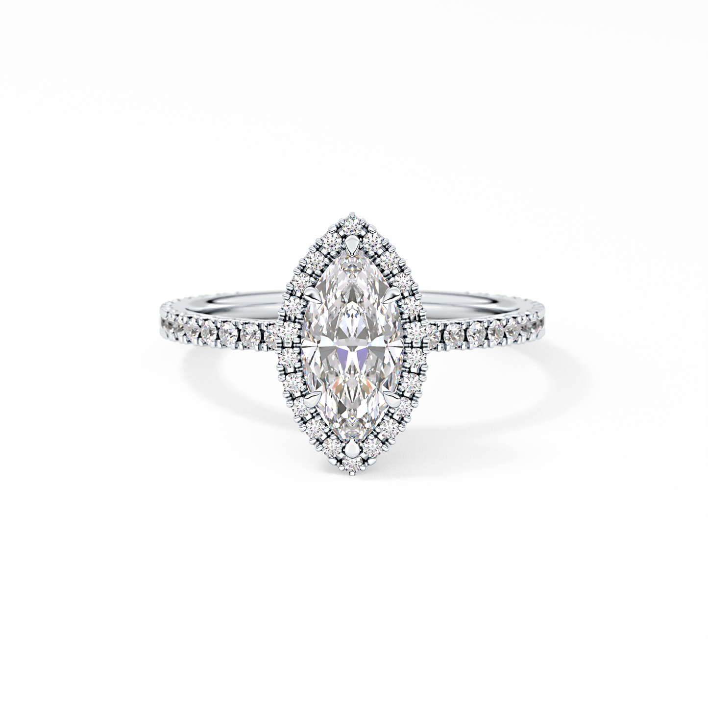 Marquise Halo & Pave Lab Grown Diamond Engagement Ring