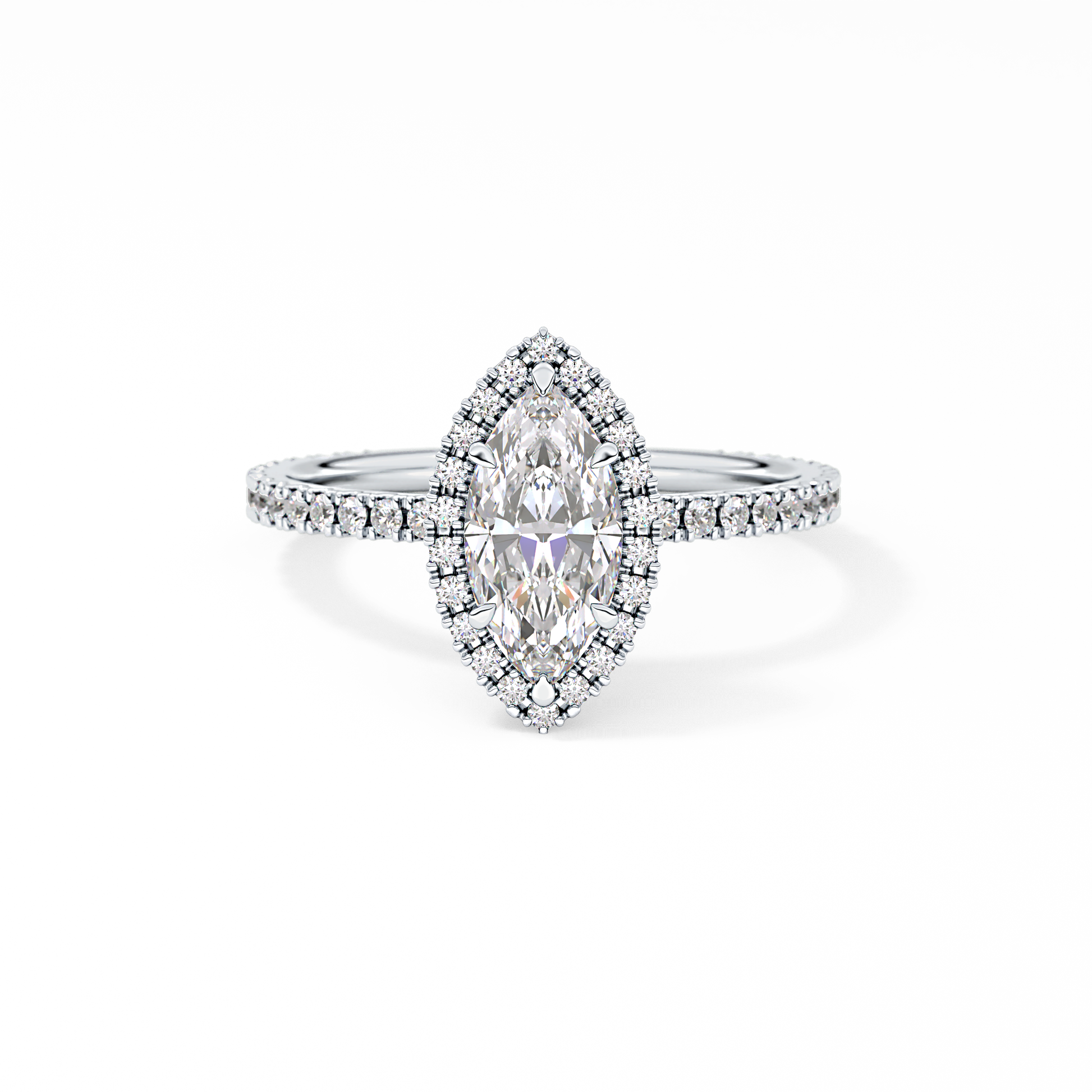 Marquise Halo & Pave Lab Grown Diamond Engagement Ring