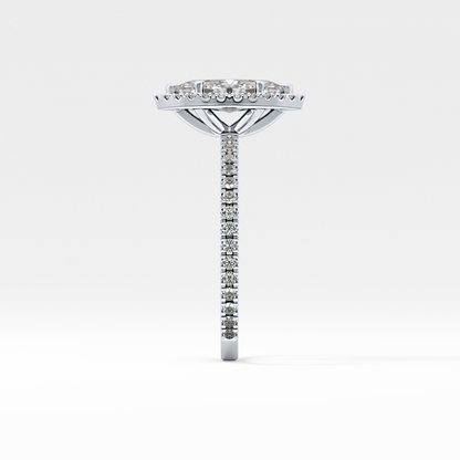 Marquise Halo & Pave Lab Grown Diamond Engagement Ring